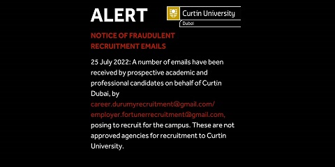 Image for Notice of Fraudulent Recruitment Emails