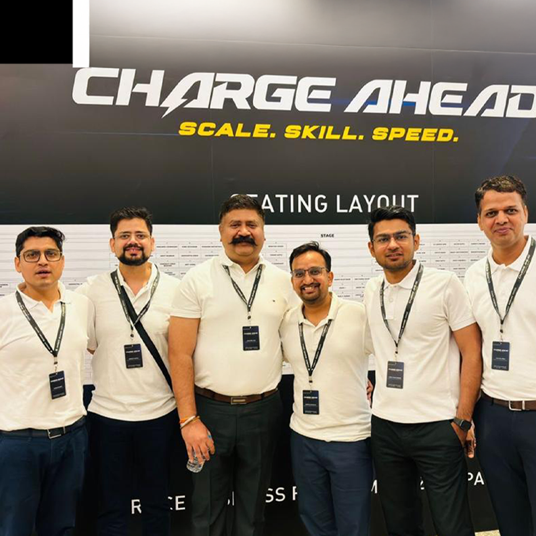 Abhinav Sharma, MBA student at Curtin University Dubai, with his team at a corporate event.