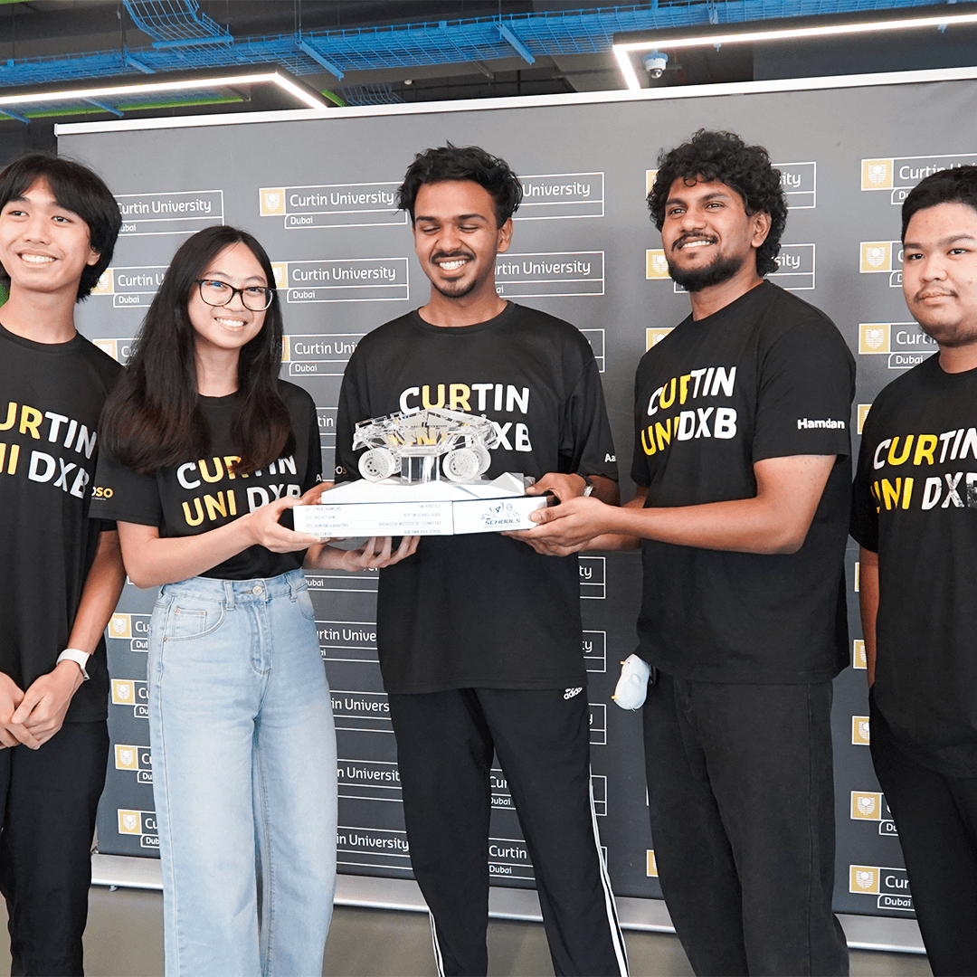 Curtin Dubai Engineering students gathered for an interview about their RC-model car