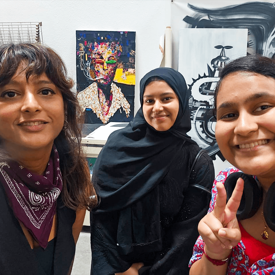 Curtin University Dubai engineering student Rifa Anwar exploring the creative industry during a student visit to Alserkal Avenue.
