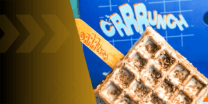 A chocolate-covered waffle pop, one of Crrrunch’s signature product offerings.