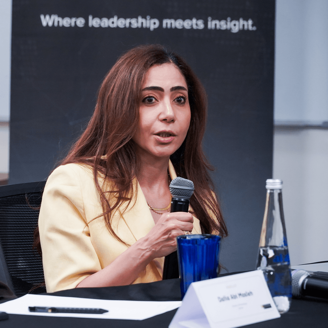 Randa Hakim, Executive Consultant, discussing engineering careers and Women in STEM leadership at the Curtin Dubai Executive Roundtable.