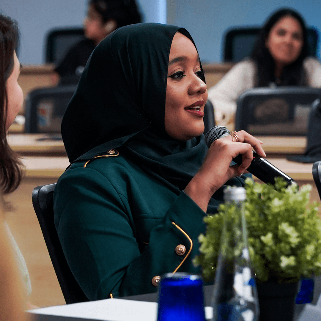 Chada El Islam Benmahcene, Founder and CEO of ENTROG Ventures, sharing leadership insights at the Curtin Dubai Women in STEM Executive Roundtable